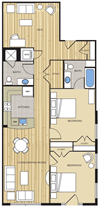 2 Bed2 Bath Den 1100sf Floor Plan 2 Bed2 Bath Den 1100sf Floor Plan at Clayborne Apartments, Virginia, 22314